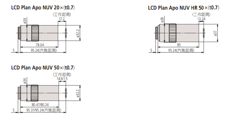 Mitutoyo三丰 明视场用近紫外物镜液晶近紫外区校正 物镜355NM Mitutoyo三丰 明视场用近紫外物镜液晶近紫外区校正 物镜355NM